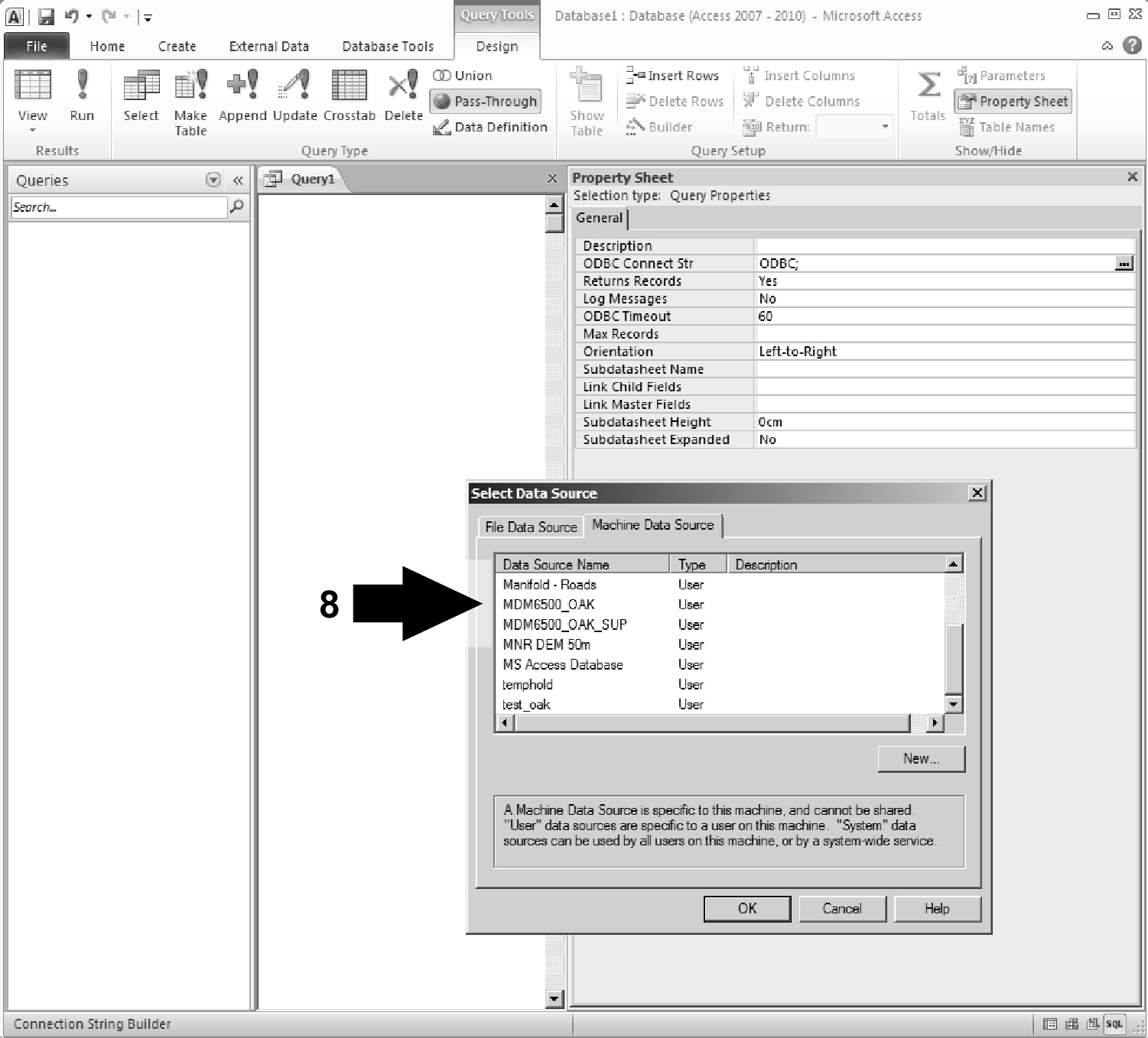Figure 3.1.2.10 Microsoft Access Version 2007 select odbc
source