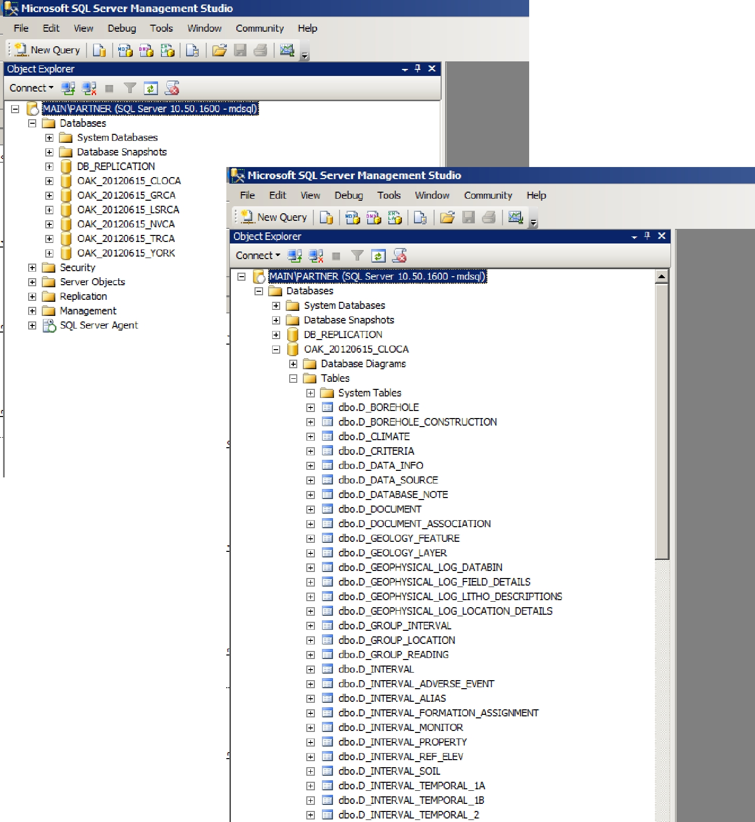 Figure 3.1.3.2 Accessing tables in Management Studio