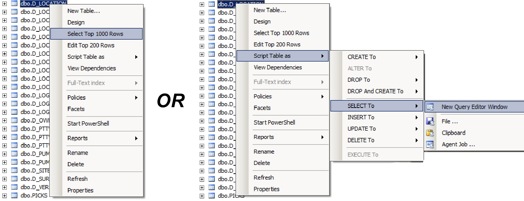 Figure 3.1.3.3 Accessing queries in Management Studio