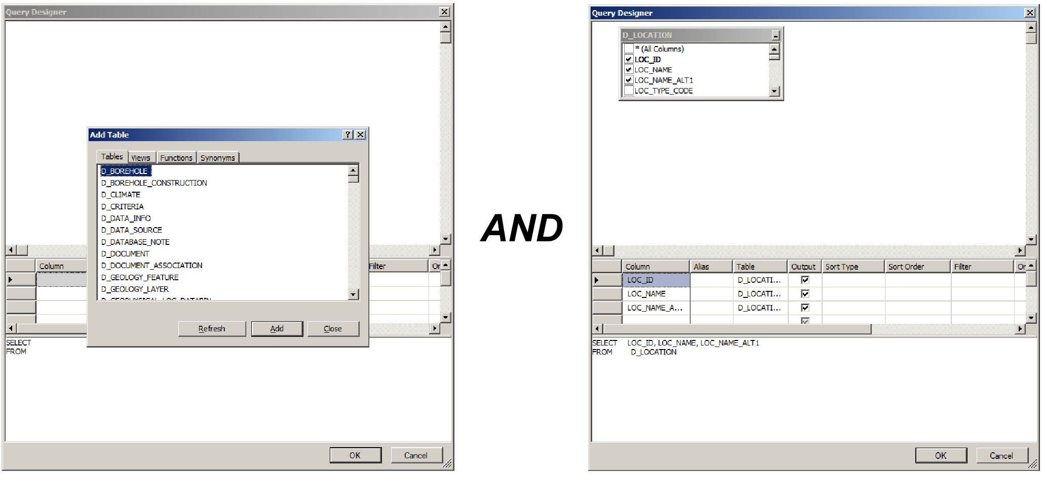 Figure 3.1.3.5 Query designer in Management Studio