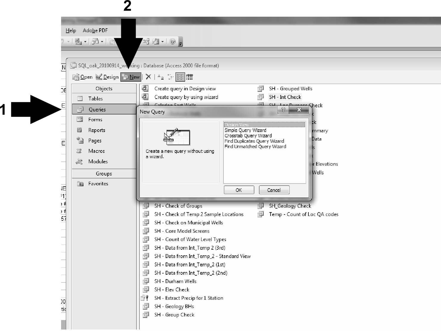 Figure J.1.1 Microsoft Access 2003 - Select Queries