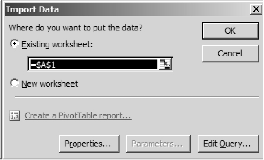 Figure J.1.13 Microsoft Excel - Import Data